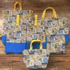 ハンドメイド★アメコミデザインロボット柄★入園　入学セット★6点　男の子　女の子