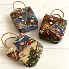 クリスマス雑貨　布小物　プチバッグセット(カントリー柄)ハンドメイド