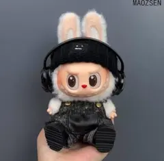 ニット帽×オーバーオール風チェーン付きセットアップ(ヘッドホン付き)