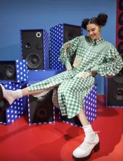 チェック柄シャツワンピース（長袖） L XL