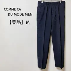 【美品】コムサデモードメン　ストライプスラックス　センタープレス　ビジネス　黒M