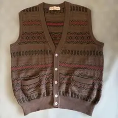 メンズLＬサイズ　ミズノ　グランドモナーク　こげ茶　ニットベスト　チョッキ