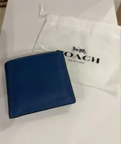COACH 二つ折り財布 ブルー レザーのサムネイル