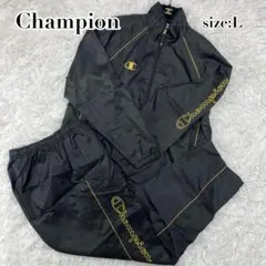 美品✨️Champion ウインドブレーカー セットアップ 黒 金 Lサイズ