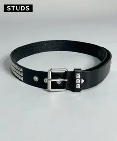 スタッズ付き黒合成皮革ベルト