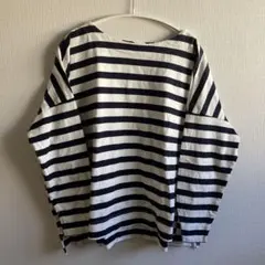Samansa Mos2 長袖ボートネックボーダーTシャツ