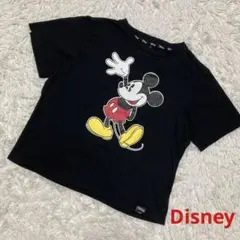 Disney Tシャツ 袖 お洒落 ミッキー Mサイズ ブラック