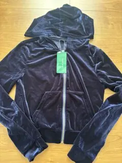 新品　SHEIN EZwear ベロア素材 ジップアップパーカー ネイビー