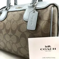 未使用級✨コーチ ベネット ハンドバッグ 2way シグネチャー レザー ブルー