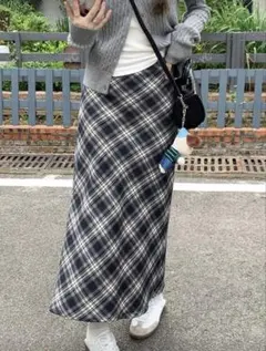 チェック　スカート　韓国