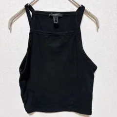 美品 フォーエバー２１ 無地 タンクトップ スクエアネック 【S】 黒 綿