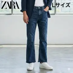 ザラ ZARA フレアデニム ブラック カットオフ Lサイズ