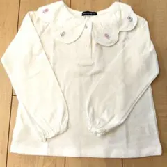 moujonjon 長袖カットソー 花柄刺繍襟 120cm