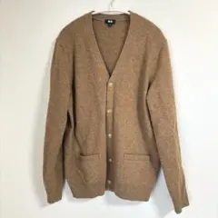 【美品】UNIQLO ブラウン プレミアムラムVネックカーディガン L