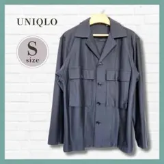美品✨ユニクロ ジャージーシャツジャケット 濃いグレー Sサイズ オーバーサイズ