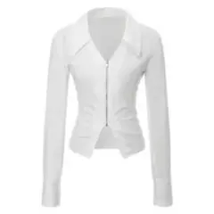 ホワイト ジッパー付き 長袖シャツ