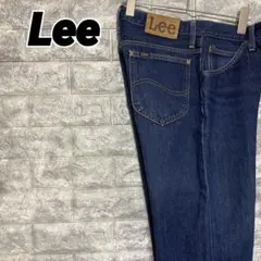 Lee ライダース ストレート レザーパッチ 濃紺デニムパンツ 3649