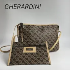 GHERARDINI ショルダーバッグ 総柄 PVC レザー ポーチ ブラウンのサムネイル