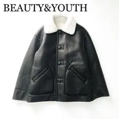 2927A【未使用級】ビューティー&ユース リバーシブルボアブルゾン黒エコレザー