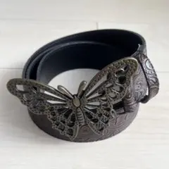 ベルト エンボス 蝶バックル Y2K