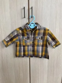 petit main チェック柄シャツ 7分袖 サイズ80