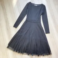 EPOCA エポカ　シアーニットプリーツワンピース　シフォン　黒　サイズ40