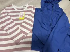 キッズ ウィンドブレーカー ボーダー長袖Tシャツ 2点セット