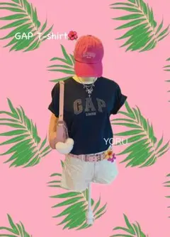 tシャツ y2kグランジ 韓国ファッション　GAP kiki 紺色　平成ギャル