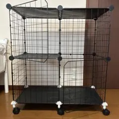キャットケージ 2段式 ワイヤーケージ ブラックのサムネイル