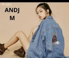 美品✨アンドジェイ オーバーサイズ デニムジャケット バックプリント M