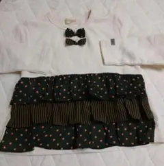 【中古】トロワラパン（ニットプランナー系列）　長袖カットソー　りぼん　ドット