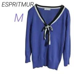 ESPRITMUR【M】７分丈袖 ニットセーター　レーヨン　リボン飾りのサムネイル