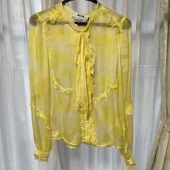 新品、MSGM イエロー フリル シフォンブラウスのサムネイル