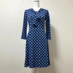 TALBOTS タルボット 花　花柄　ブルー　ワンピース　秋　青　素敵　大人