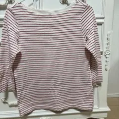 ボートネック7分袖ストライプTシャツ ユニクロ