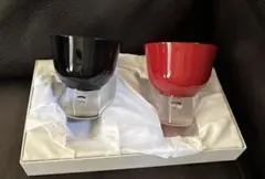 黒赤ガラス製お猪口2個セット
