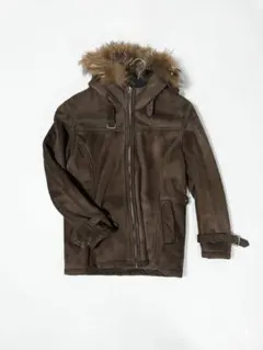 ブラウン ムートンコート ファー付き