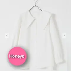 Honeys 大きな襟のホワイト長袖シャツ