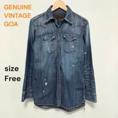 古着 goa ダメージデニムシャツ Y2K00sグランジ ヴィンテージ アメカジ