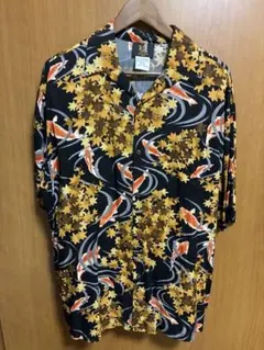 高級 シルク 総柄 アロハシャツ マットブラック 木ボタン 開襟 - メルカリ