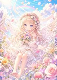天使のイラスト デジタルアートポスターa4紙沢光額付き発送