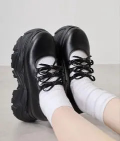 LOVEHUNTER 厚底 トリプルリボン メリージェーンスニーカー Sサイズ