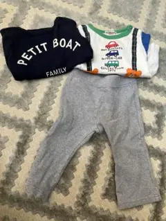 PETIT BOAT TシャツとホットビスケッツTシャツミキハウスパンツ汚れあり