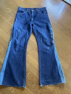 00s cow leather pockets flared denim Y2K - メルカリ