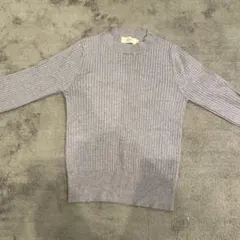 BEAMS HEART グレー リブ編み 長袖セーター