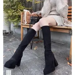 GRL スクエアトゥチャンキーヒールロングブーツ