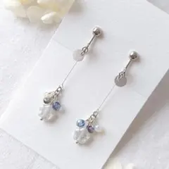 揺れる星のチェコビーズハンドメイドイヤリング　ピアス A054