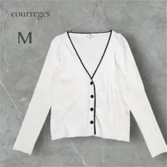 訳あり✨【グレージュ】courreges ホワイト Vネック カーディガン M