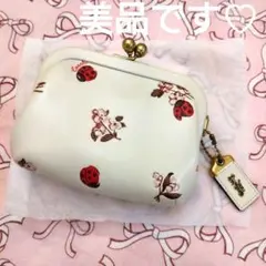美品「COACH♡コーチ」レイディバグ・フローラルプリント♡がま口