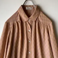 ブラウス　織生地　コーラル　レトロ　シャツ　ビンテージ　ヴィンテージ